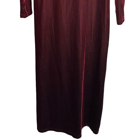Maggy London L Vintage Long‎ Sleeve Velvet Maxi Cranberry Scoop Neck Whimsigoth - Picture 5 of 8
